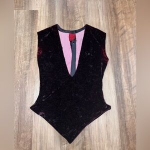 Vintage Jane Clarke Velvet V-Neck Sleeveless Top, Dark Purple Burgundy